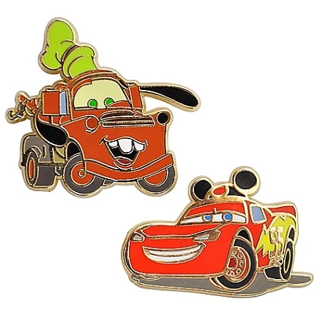 Disney Pins- Mater And Lightning McQueen Cars-- 2-Pc. 3 Disney Pins- Mater And Lightning McQueen Cars-- 2-Pc.