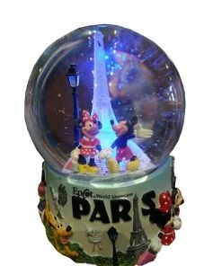 Disney Snow Globe - Mickey And Minnie Mouse Eiffel Tower - Light Up