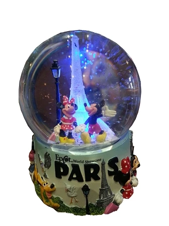 Disney Snow Globe - Mickey And Minnie Mouse Eiffel Tower - Light Up 3 Disney Snow Globe - Mickey And Minnie Mouse Eiffel Tower - Light Up