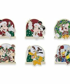 Disney Christmas Mini Pin Set - Santa Mickey And Friends - Set Of 6