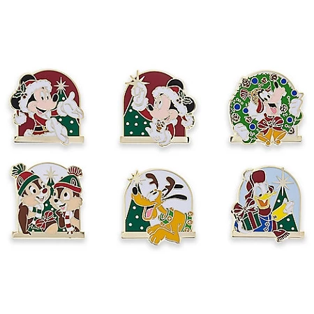 Disney Christmas Mini Pin Set - Santa Mickey And Friends - Set Of 6 3 Disney Christmas Mini Pin Set - Santa Mickey And Friends - Set Of 6
