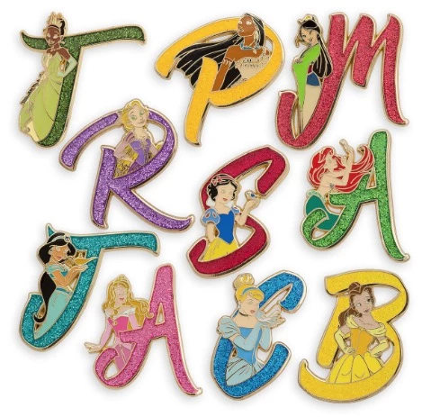 Disney Mystery Pin Set - Disney Princess Letter - 2 Random 3 Disney Mystery Pin Set - Disney Princess Letter - 2 Random